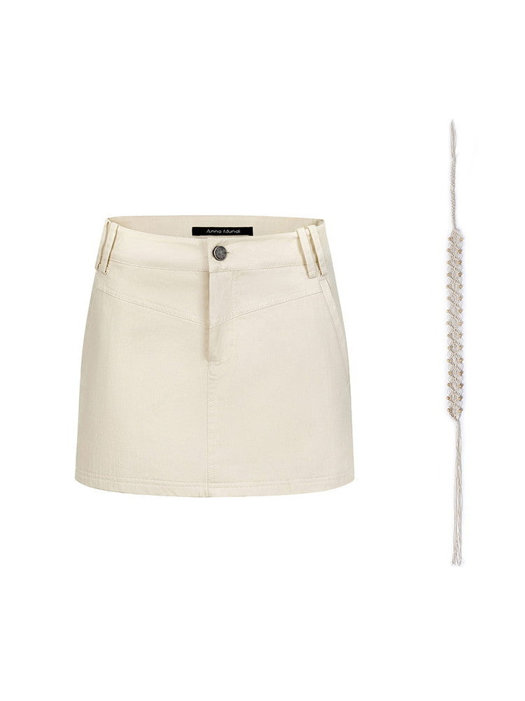 Rope Slim Short Plain Casual Skirt