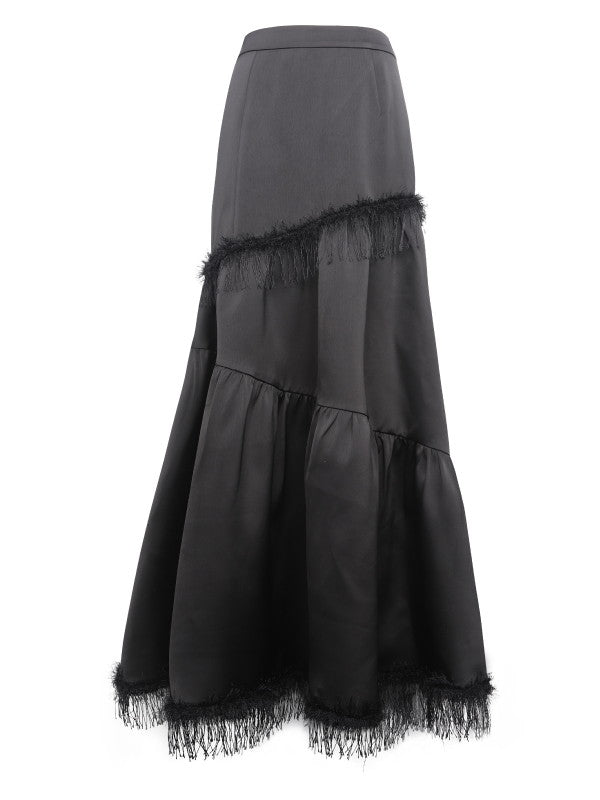 Tiered Tulle Asymmetry Tassel Long Flare-Skirt