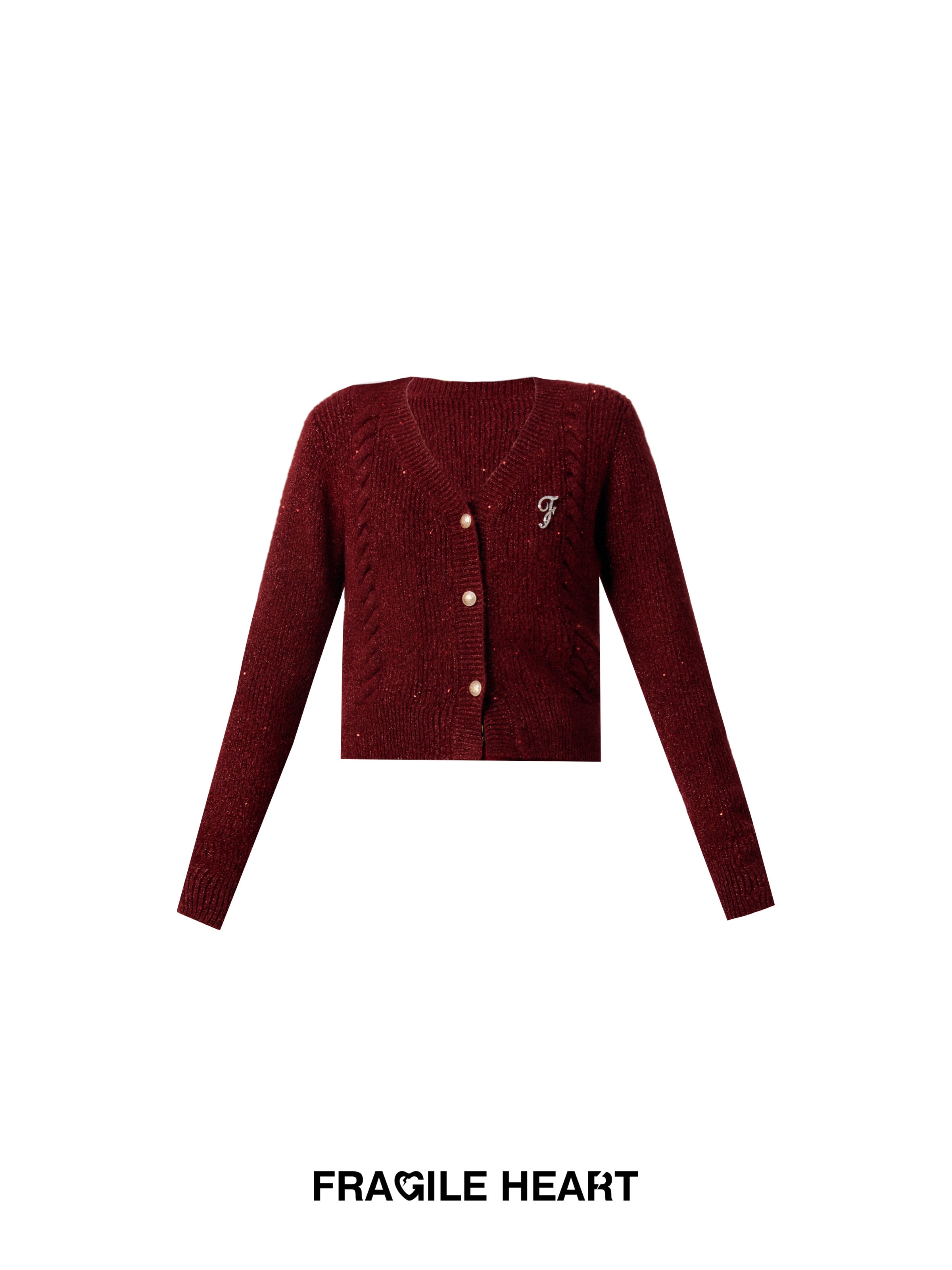 V-Neck College Cute Lame Retro Cardigan