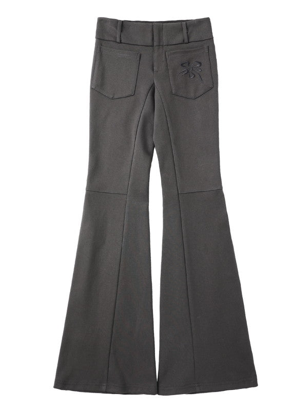 Bugle Retro Casual Plain Slim Treater Flare-Pants