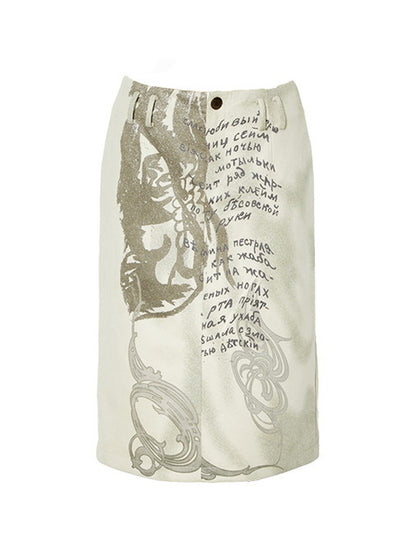 Silhouette Lettering Tight Classy Pencil-Skirt