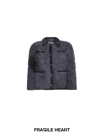 Leder High-End Retro Stitch Chic Fur-Jacket