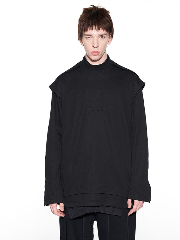 Fake-Two-Piece Three-Dimensional Plain Nichi Long-T-Shirt