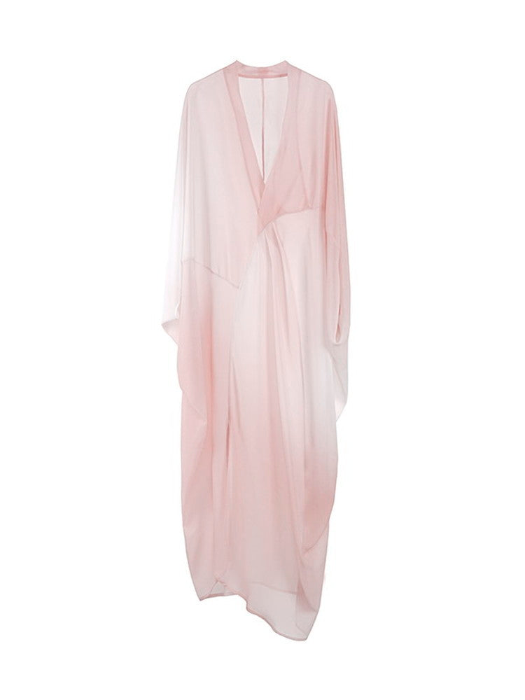 Gradation Nichi Sheer Oversize Dolman Long Dress