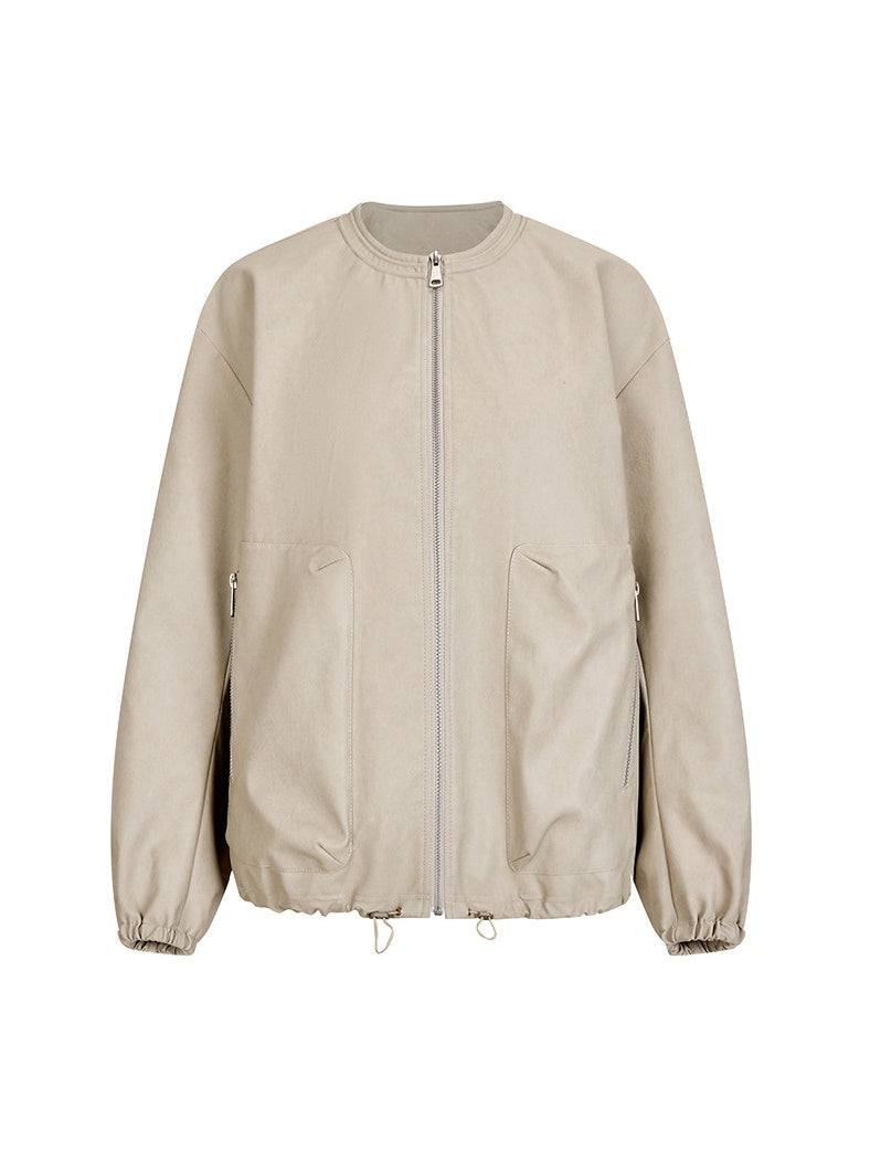 Back-Conscious Drawstring Leather Nichi Jacket