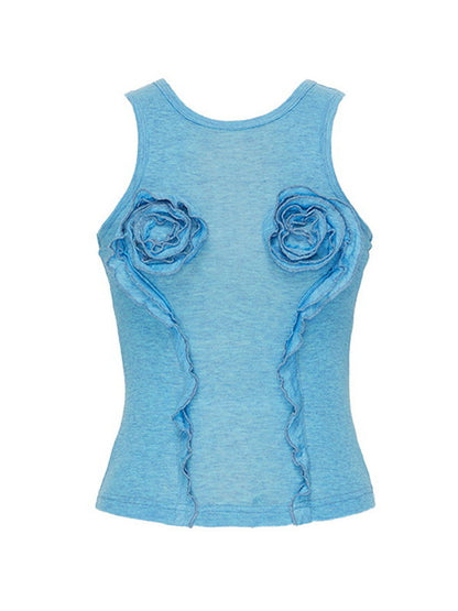 Ruffle Rose Vivid Refreshing Thin Summer Tanktop