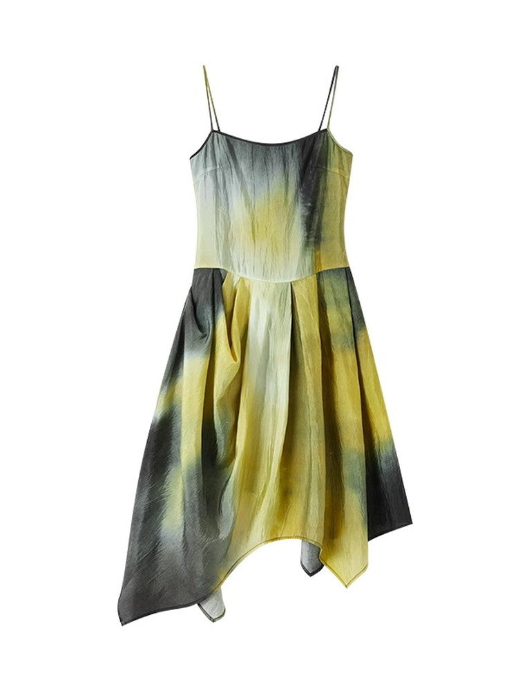 Tie-Dye Asymemtry Gradation Camisole Dress