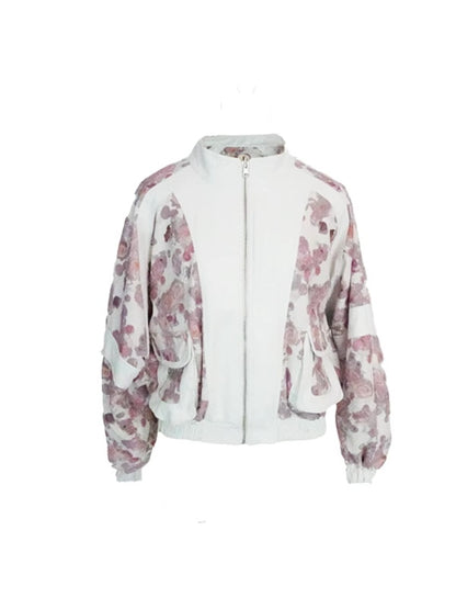 Veste féminine rétro de ruban de fleur réversible et mini-jupe