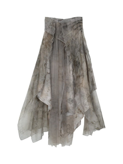 Set-Up Tie-Dye Chic Bare-Top Tops＆Long-Skirt