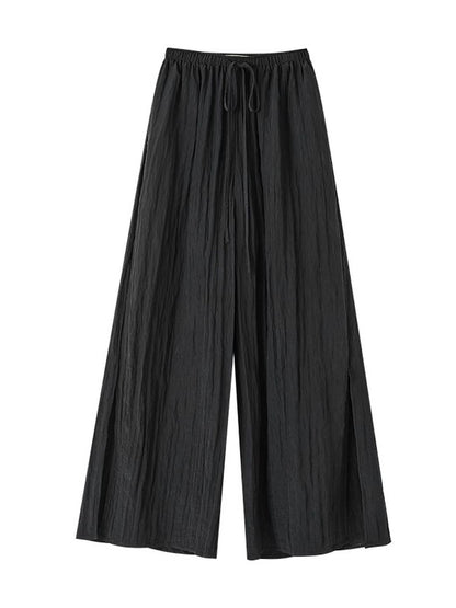 Crumply Wrinkled Casual Loose Relax Wide-Pants