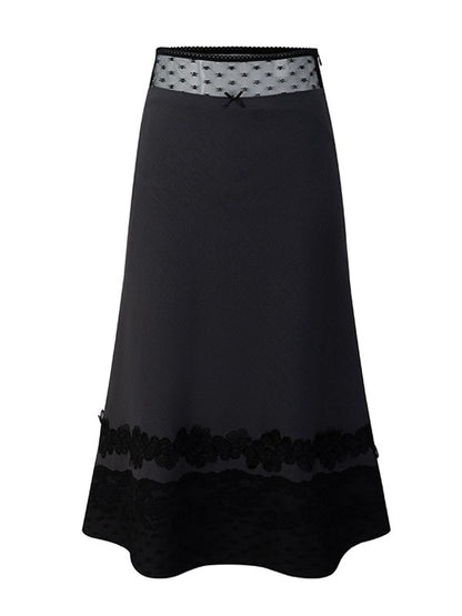 Set-Up Lace Ribbon Feminine Camisole＆Long-Skirt