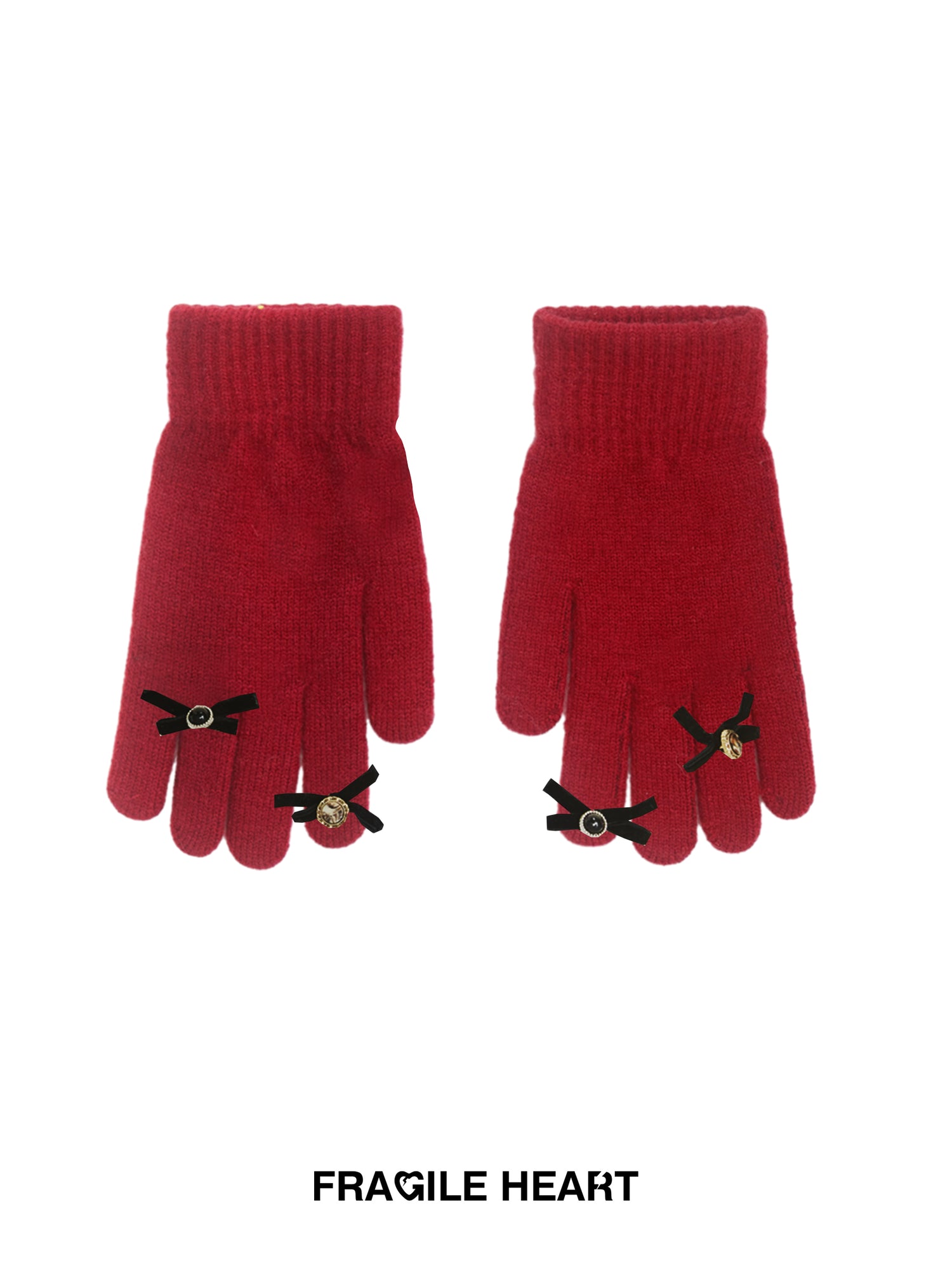 Ribbon Stone Nichi Feminine Classy Wool Glove