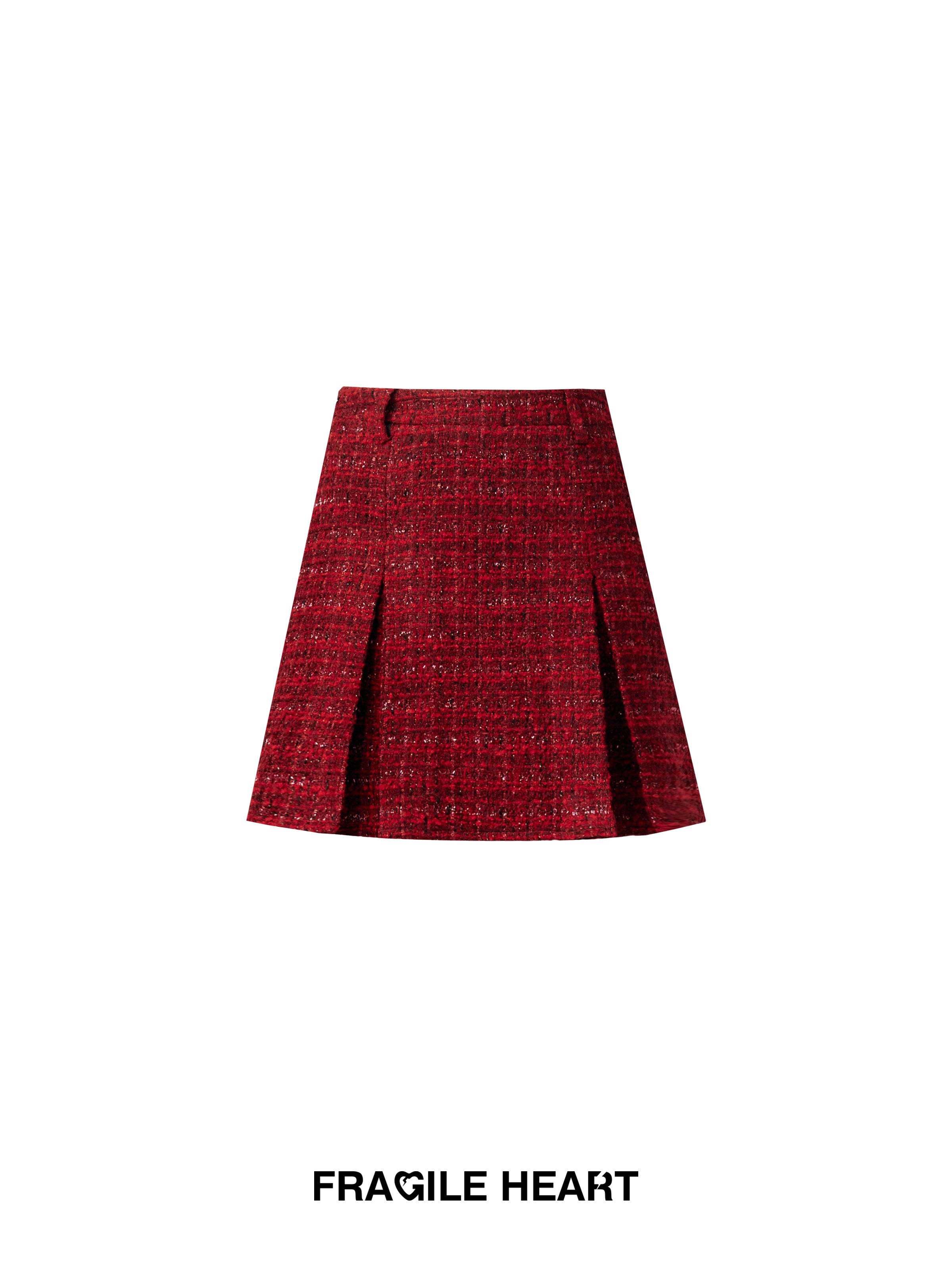 Wool Checked Retro Girly Suit Fur Ribbon Set-Up Jacket＆Mini-Skirt