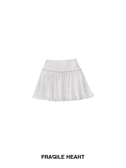 Set-Up Thin Lace Ribbon Feminine Slim Blouse＆Mnini-Skirt