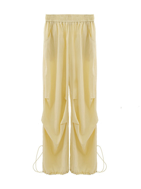 Drawstring Straight Casual Drape Pants