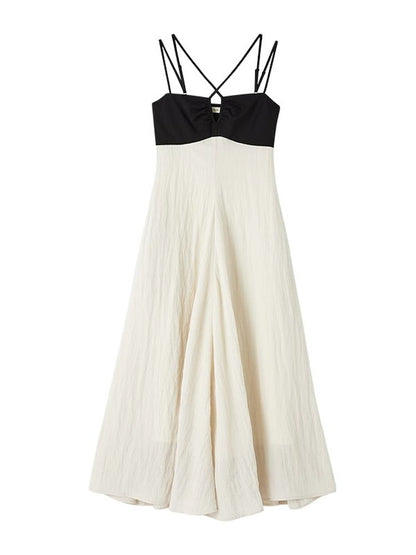 Nichi Flare Camisole Crumply Wrinkled Sexy Long Dress