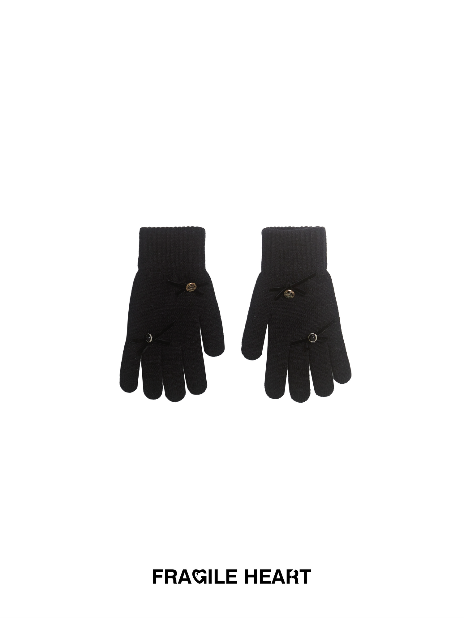 Ribbon Stone Nichi Feminine Classy Wool Glove