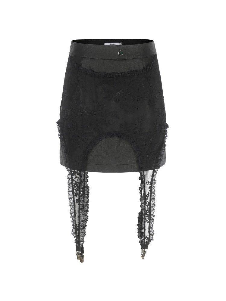 Leather Lace-Up Tight Punk Heavy Bustier＆Skirt