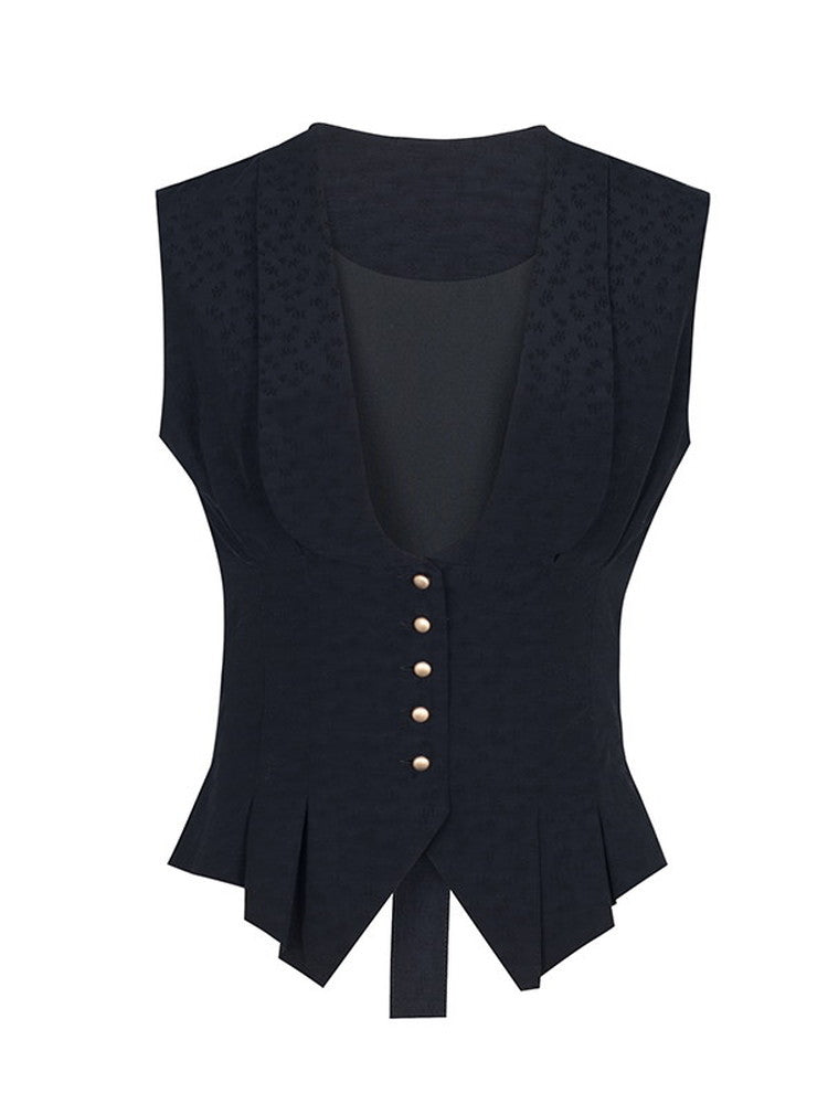 Constricted Flare Nichi Chic Vest&amp;Blouse