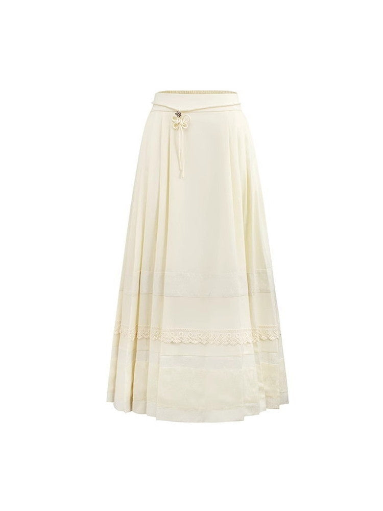 Charm Flare Side-Pleats Long Skirt