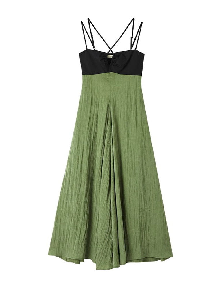 Nichi Flare Camisole Crumply Wrinkled Sexy Long Dress