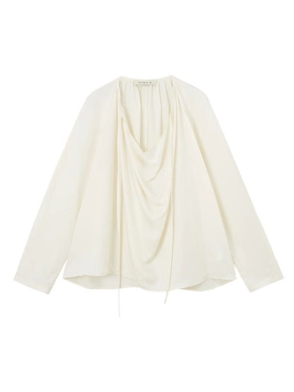 Drape Loose Long-Sleeve Natural Tops