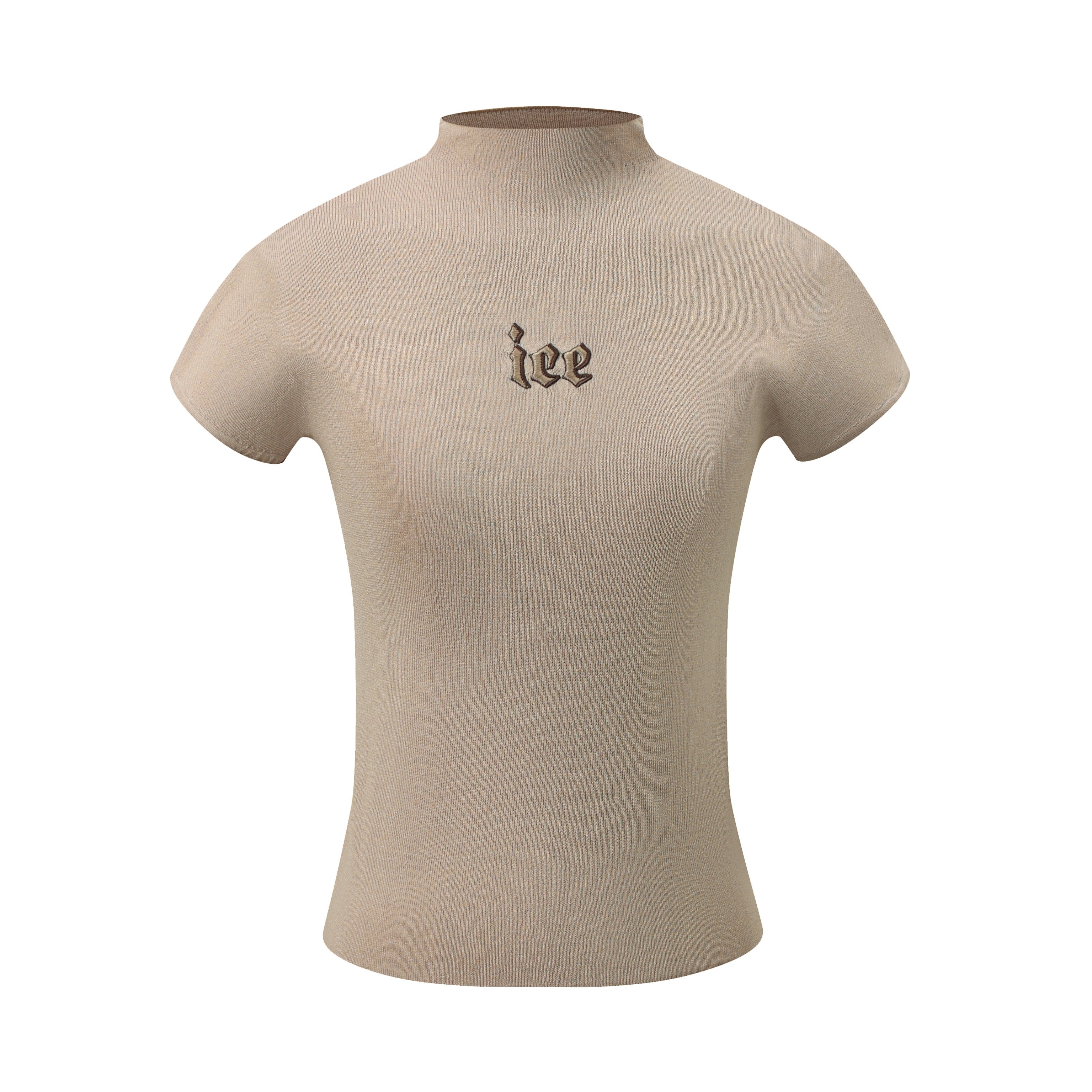 High-Neck Tight Casual Logo Cutsew