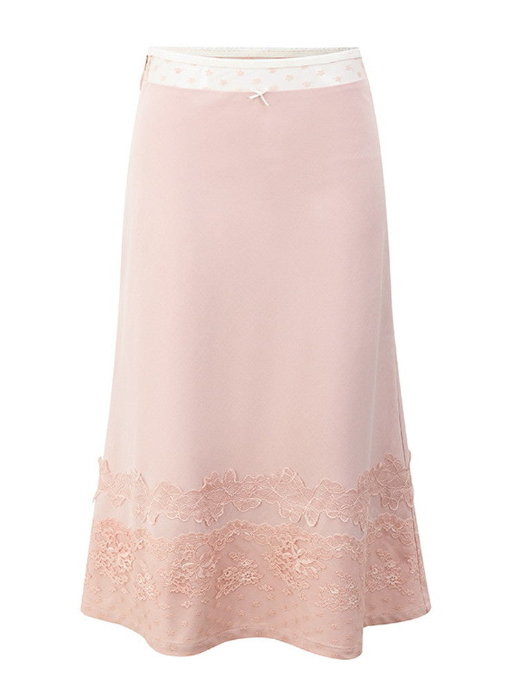 Set-Up Lace Ribbon Feminine Camisole＆Long-Skirt