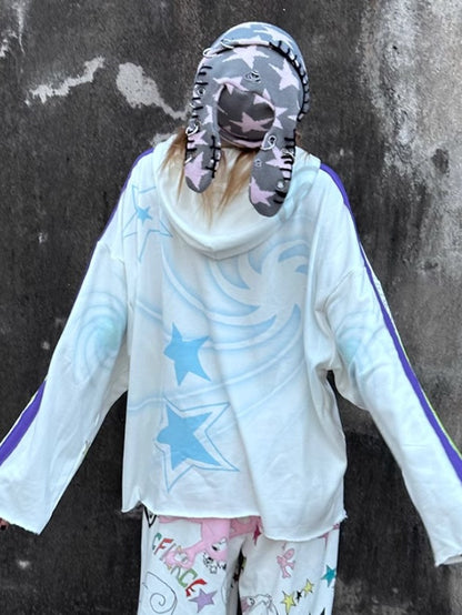 Spiral Graffiti Printed Hooded Sweat