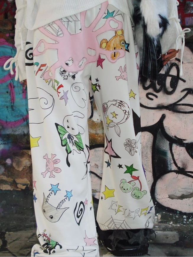 Graffiti Print Sweat Pants