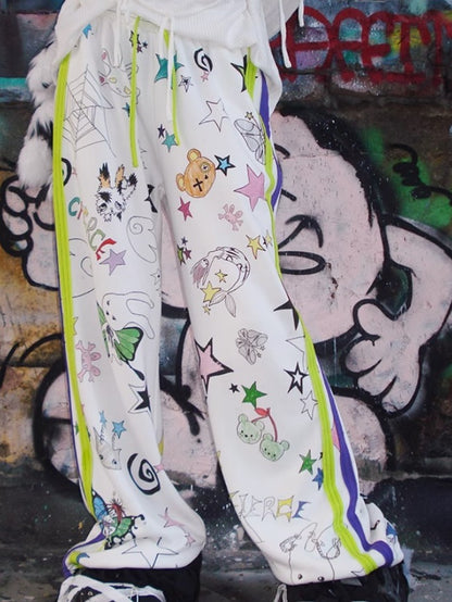 Graffiti Print Sweat Pants