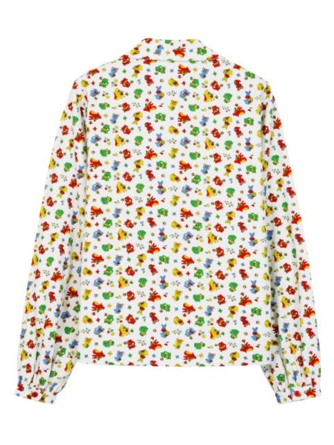 A-line Colorful Print Doll Collar Shirt