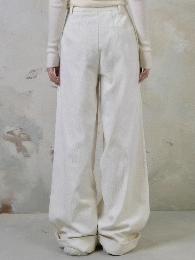 High Waist Corduroy Straight Wide Leg Pants