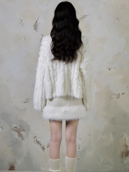 Imitation Mink Cardigan Jacket