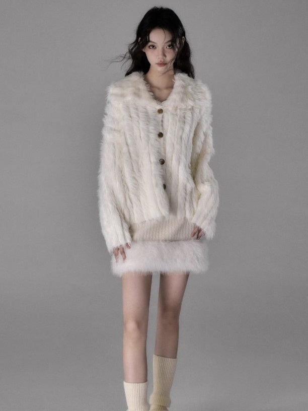 Imitation Mink Cardigan Jacket