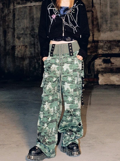 Camouflage Spray-printed Jeans