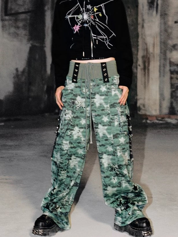 Camouflage Spray-printed Jeans