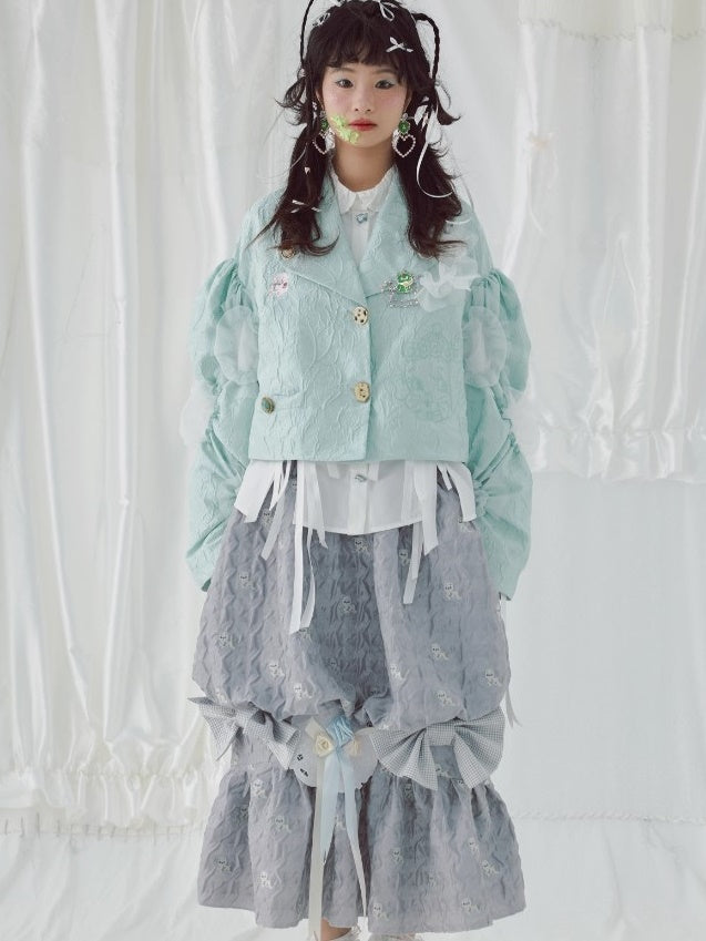 Embroidered Jacquard Fabric Organza Short Jacket