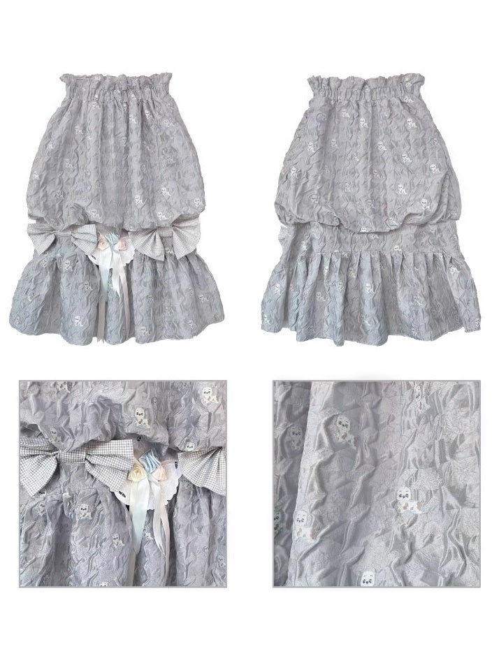 Double Layer Bow Puffy Cake Skirt