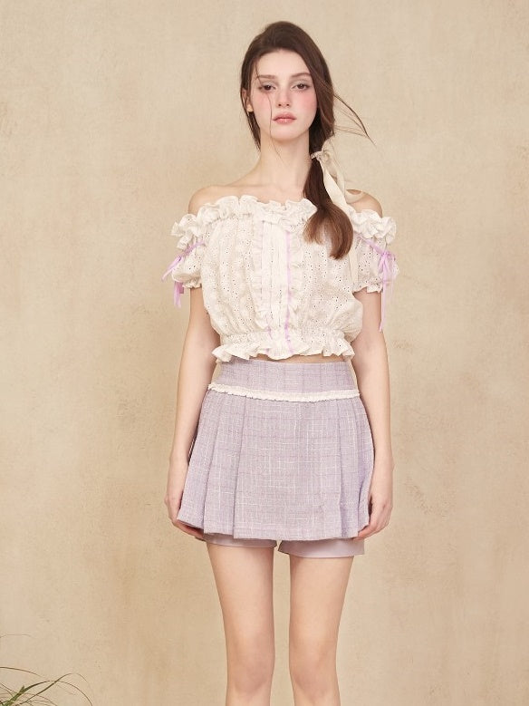 2Way Cutwork Lace Gather Short Top