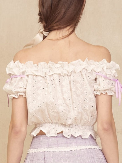 2Way Cutwork Lace Gather Short Top