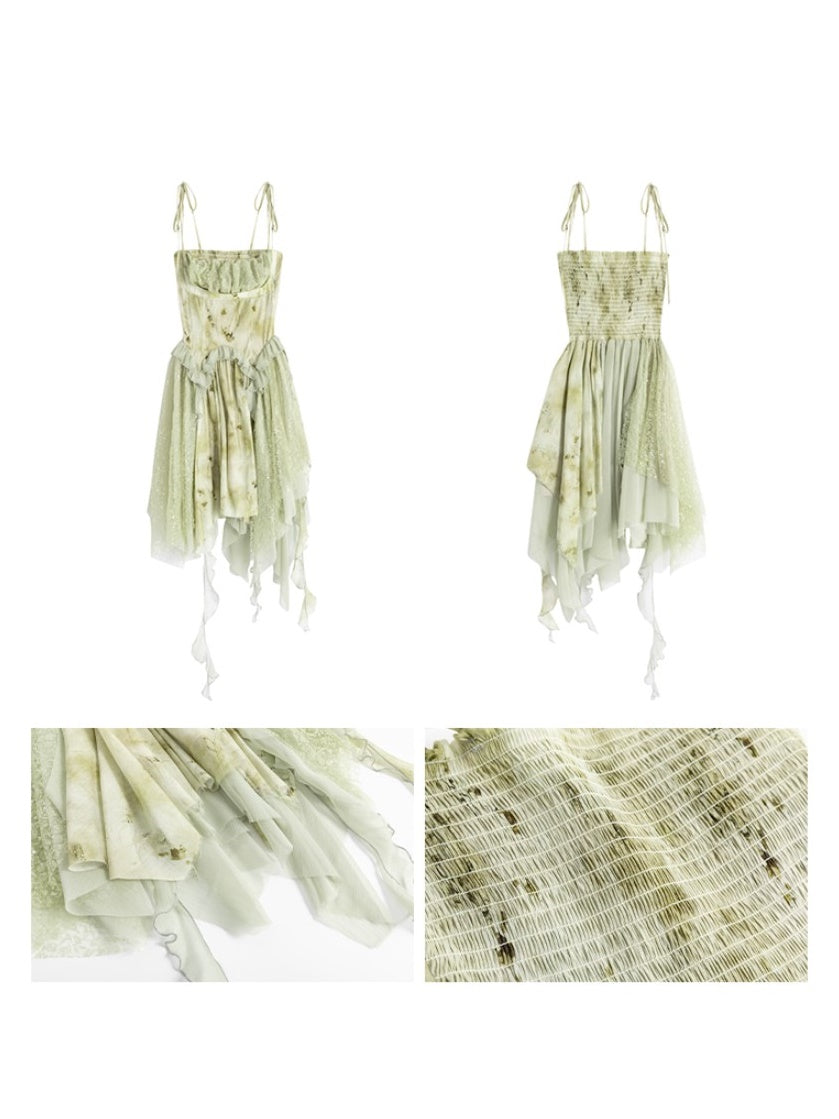 Ink Smudged Stitching Suspender Dress Ink Smudged Stitching Suspender Dress
