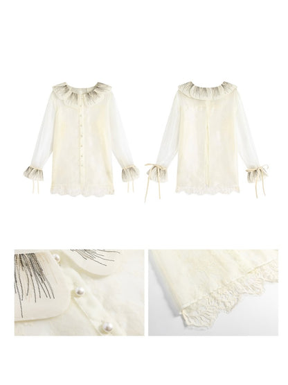 Organza Stitching Lace Shirt