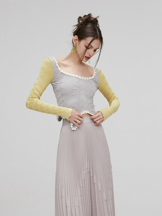 Low Collar Irregular Hem Bottoming Top