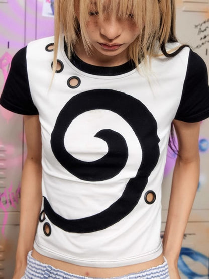 Spiral-panel Cut-out T-shirt