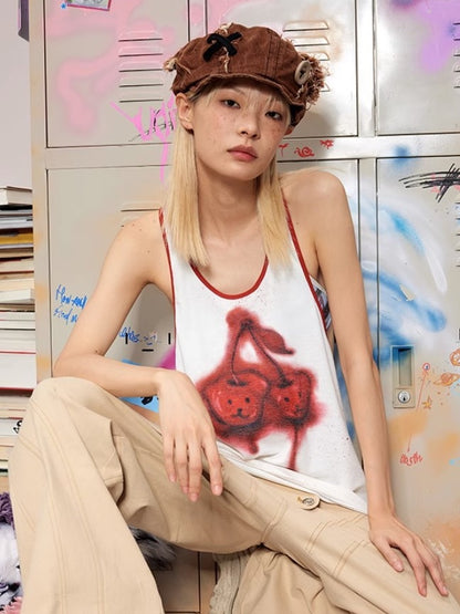 Bären Sie Cherry Print Tanktop