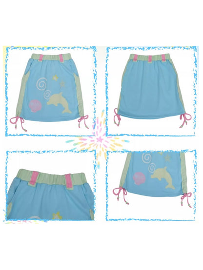 Cute Dolphin Print Skirt