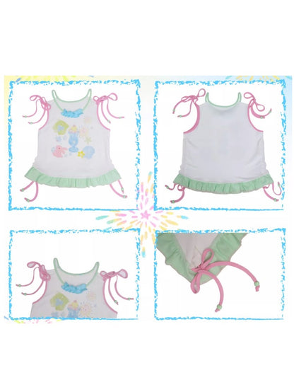 Y2K Niche Dolphin Print Fake Two-piece Camisole