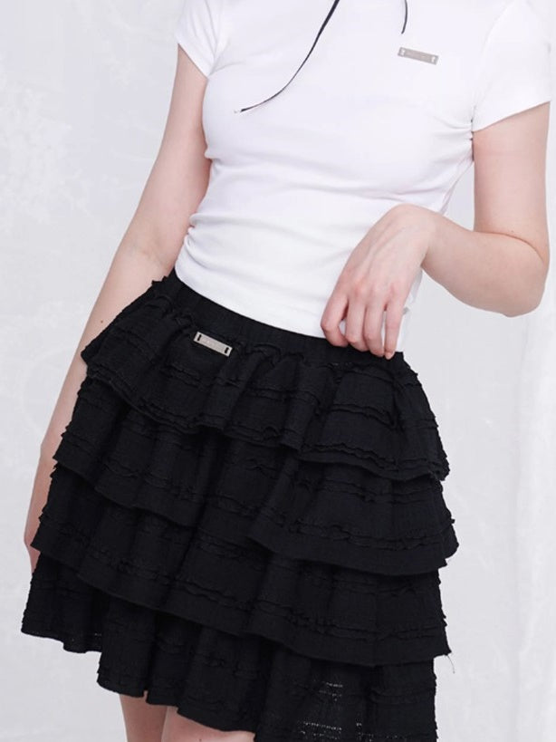 Corset Design Top ＆ Puffy Cake Skirt Pants