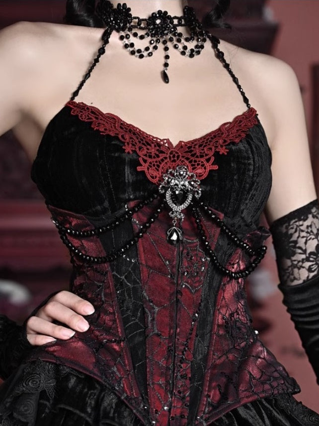 AVA AVENUE outlets / ON THE DOWNWARD SPIRAL RED VELVET HEART CORSET